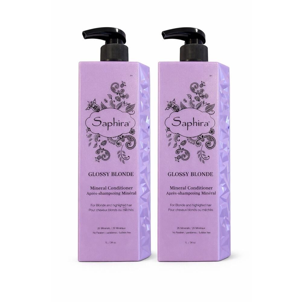 Saphira Glossy Blonde Mineral Conditioner 1L x2 | | Sulfate Free 34fl.oz